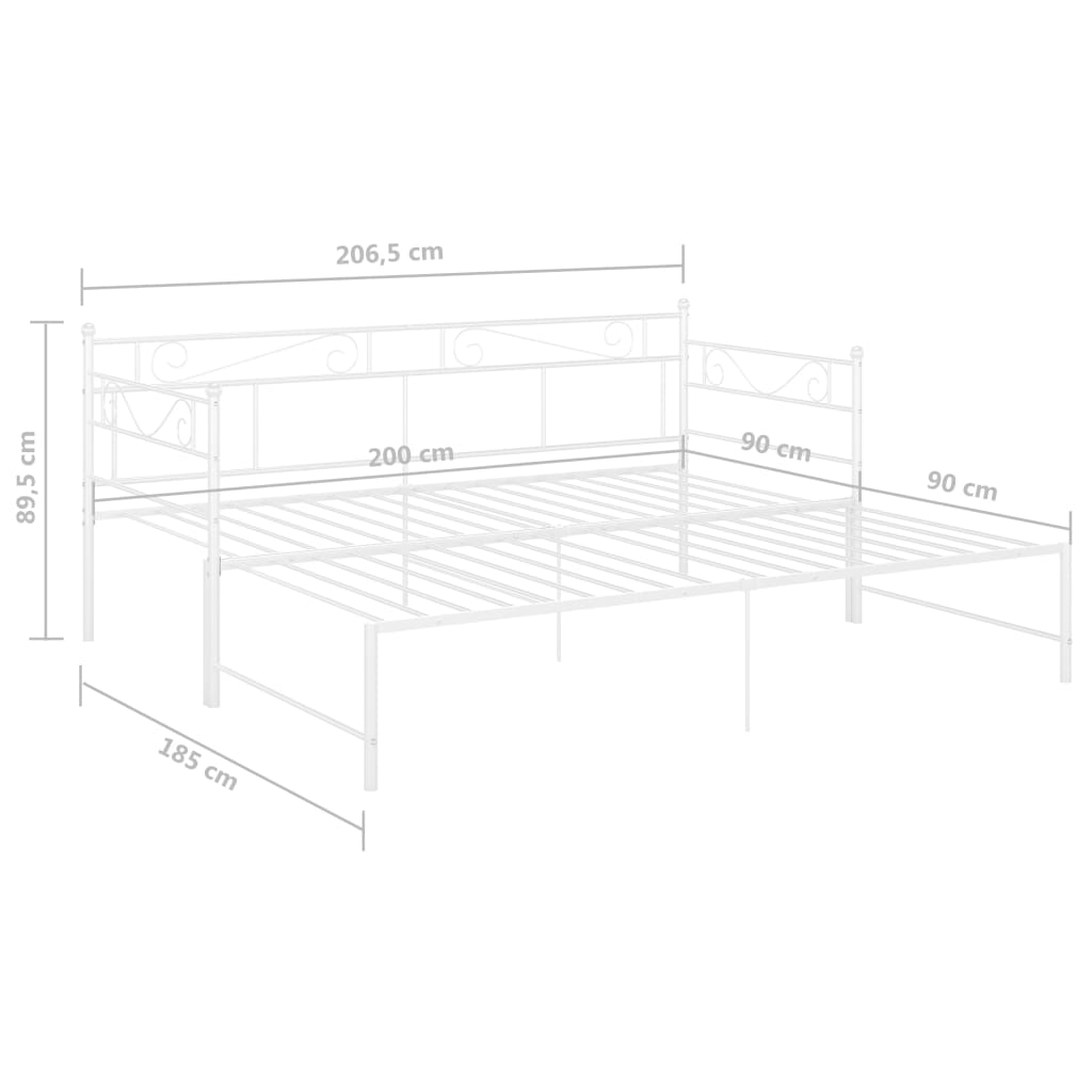 Pull-out Sofa Bed Frame without Mattress White Metal 90x200 cm