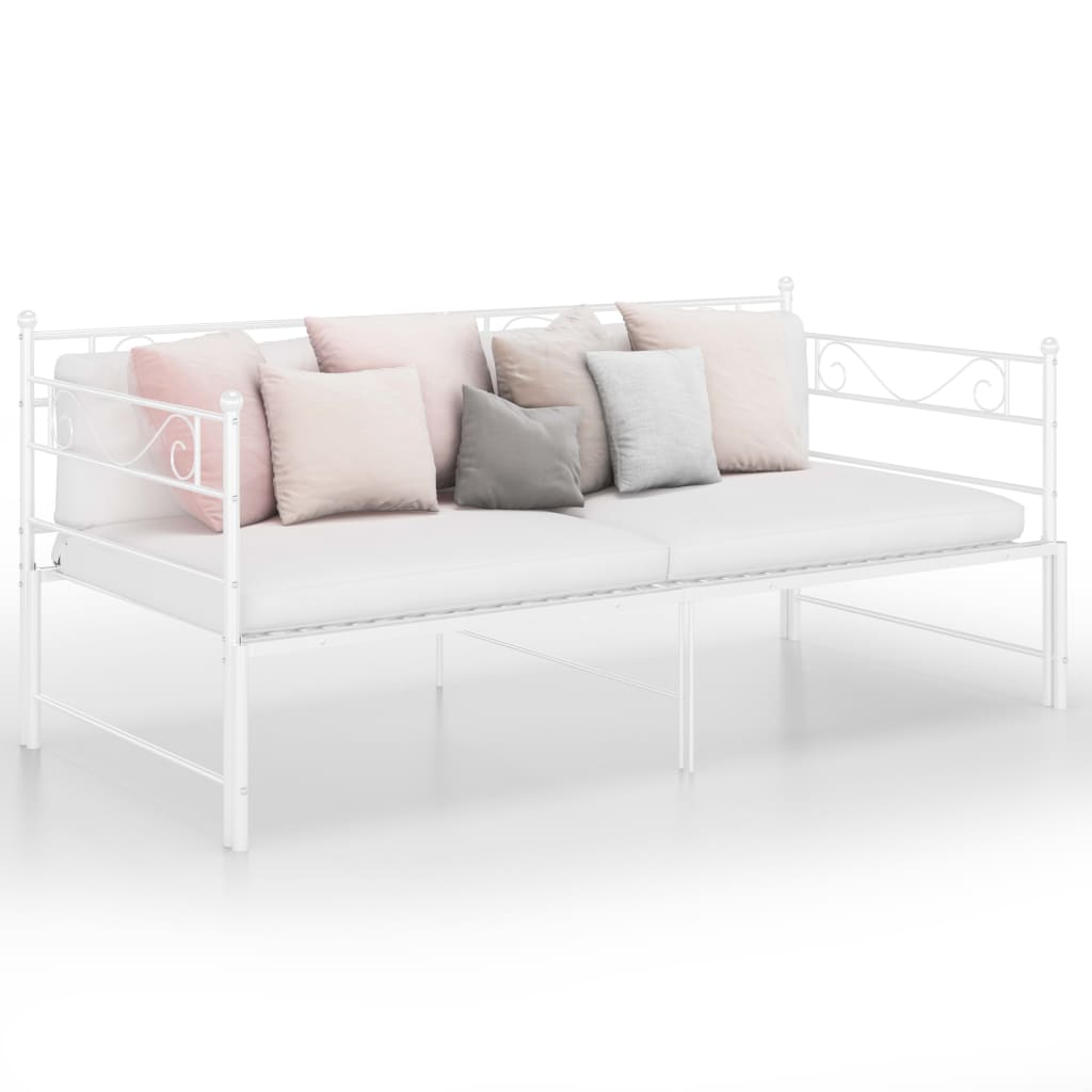 Pull-out Sofa Bed Frame without Mattress White Metal 90x200 cm