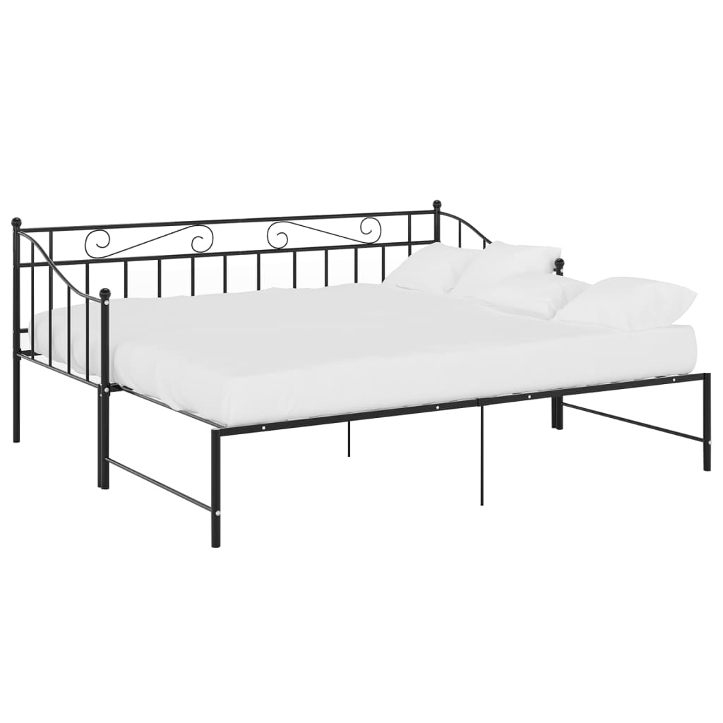 Pull-out Sofa Bed Frame without Mattress Black Metal 90x200 cm