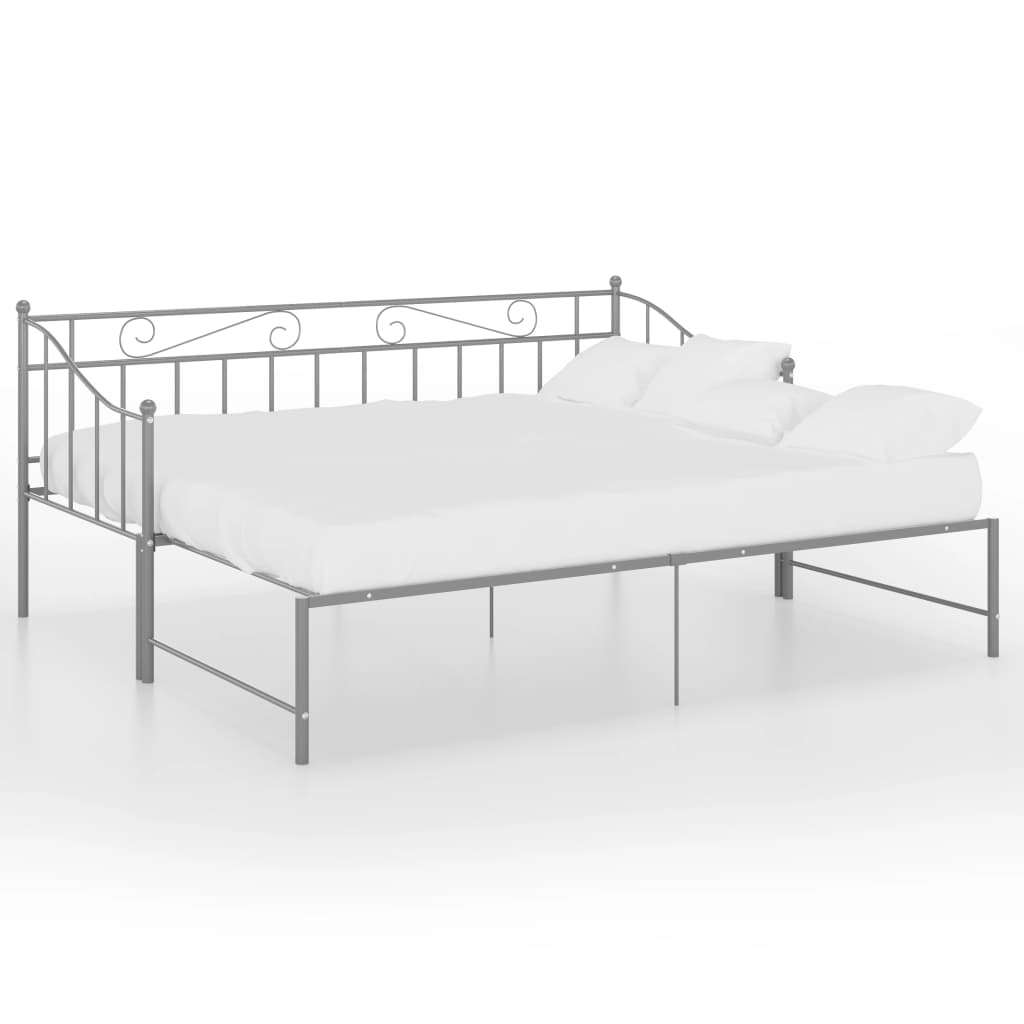 Pull-out Sofa Bed Frame Grey Metal 90x200 cm