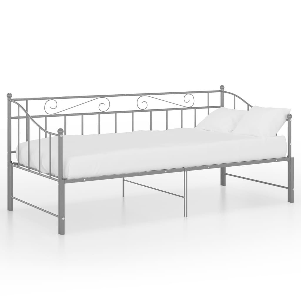 Pull-out Sofa Bed Frame Grey Metal 90x200 cm