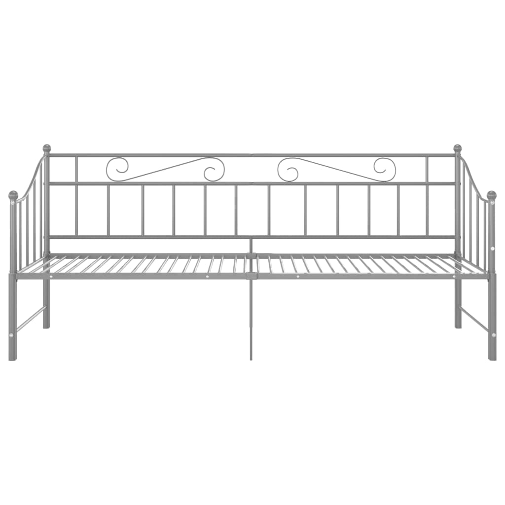 Pull-out Sofa Bed Frame Grey Metal 90x200 cm