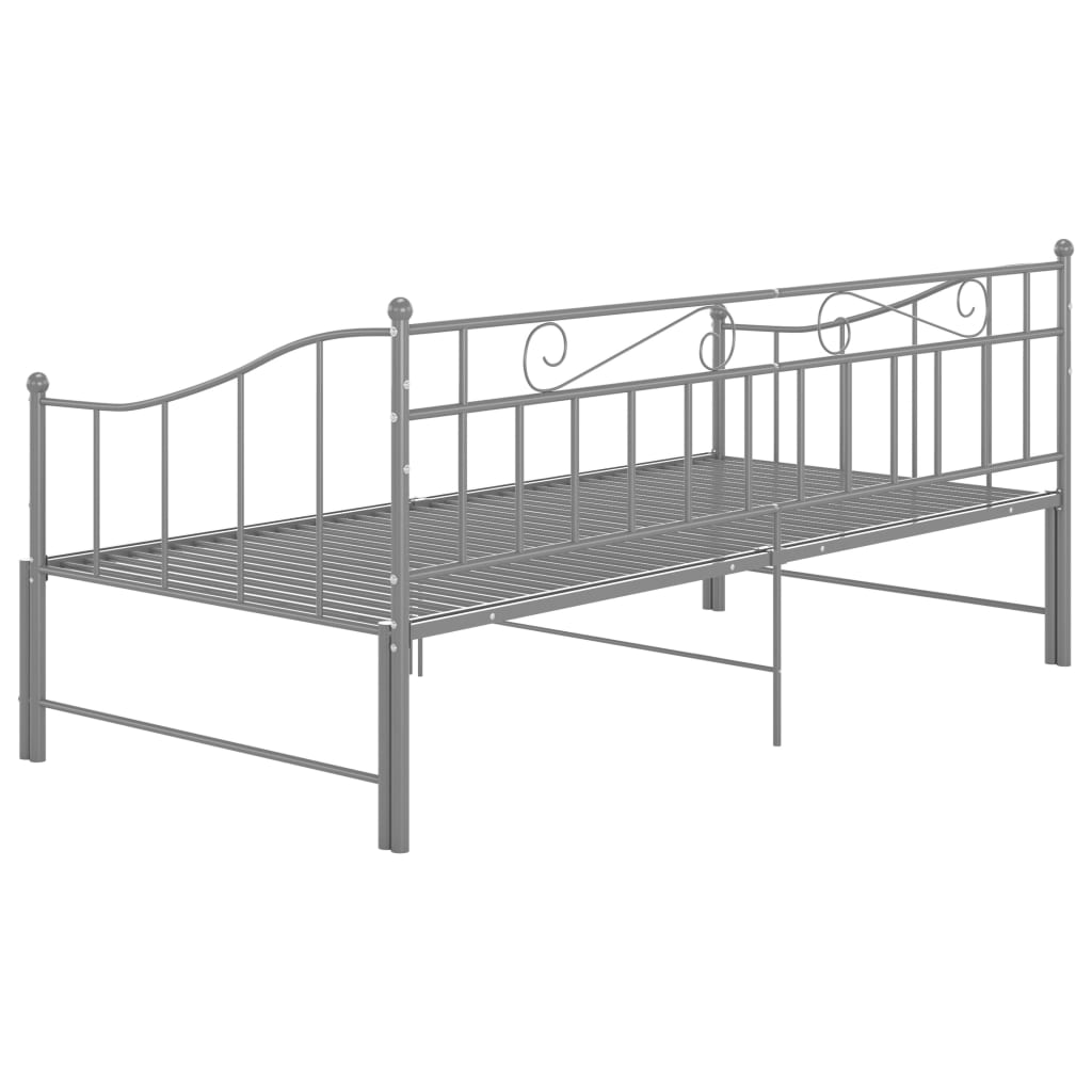 Pull-out Sofa Bed Frame Grey Metal 90x200 cm