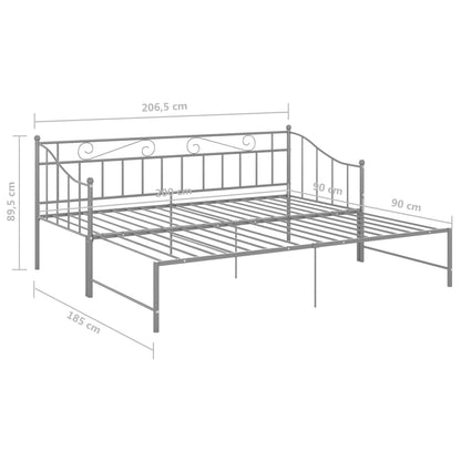 Pull-out Sofa Bed Frame Grey Metal 90x200 cm