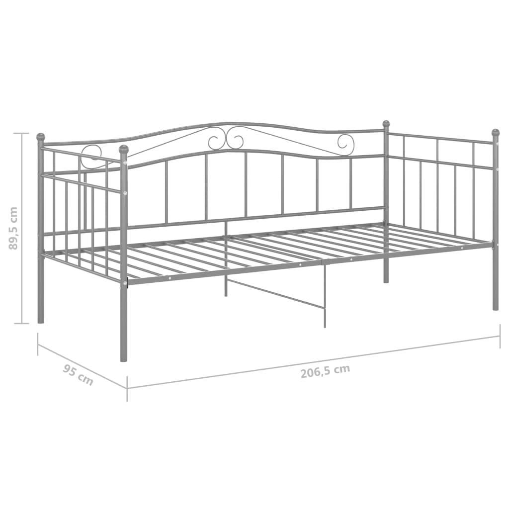 Sofa Bed Frame Grey Metal 90x200 cm