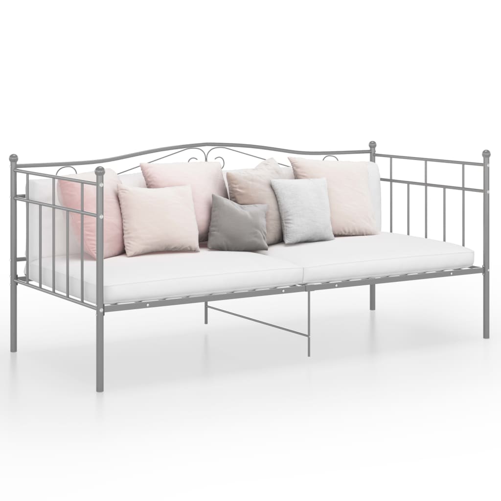 Sofa Bed Frame Grey Metal 90x200 cm