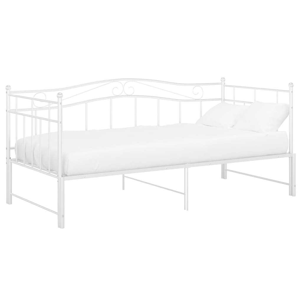 Pull-out Sofa Bed Frame without Mattress White Metal 90x200 cm