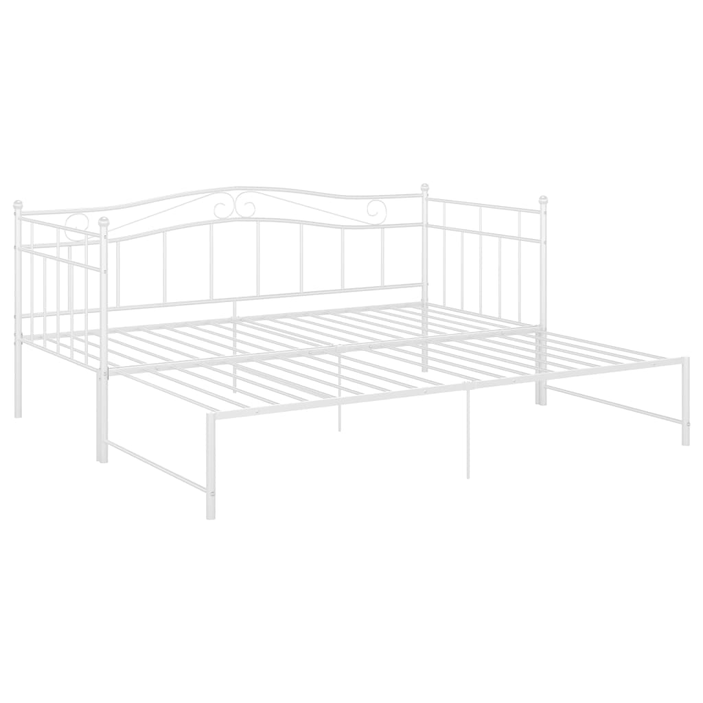 Pull-out Sofa Bed Frame without Mattress White Metal 90x200 cm