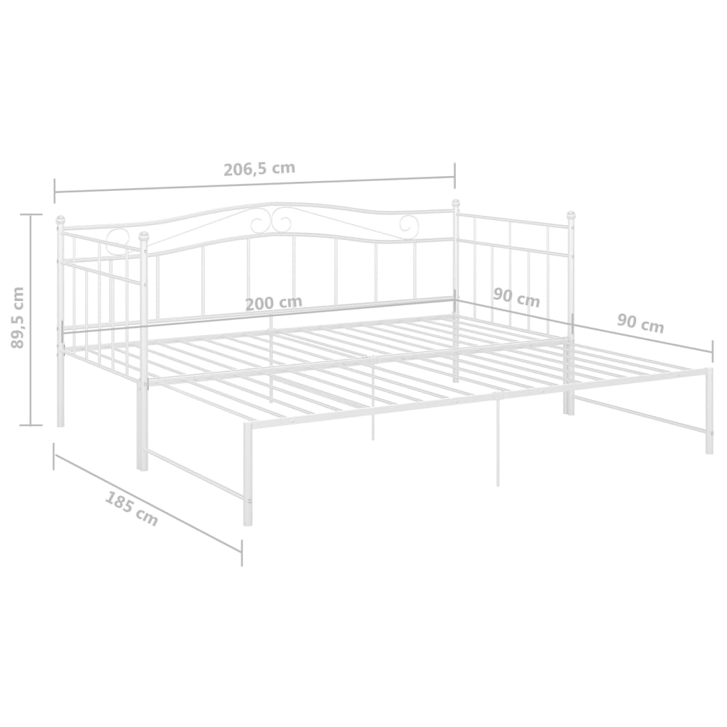 Pull-out Sofa Bed Frame without Mattress White Metal 90x200 cm