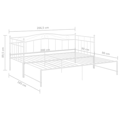 Pull-out Sofa Bed Frame without Mattress White Metal 90x200 cm