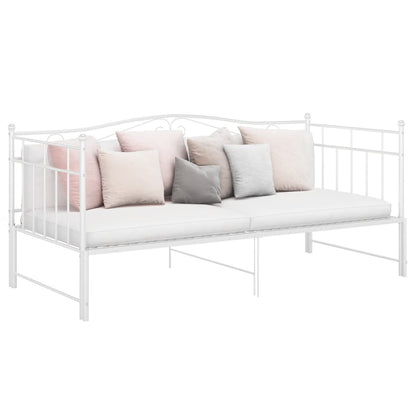 Pull-out Sofa Bed Frame without Mattress White Metal 90x200 cm