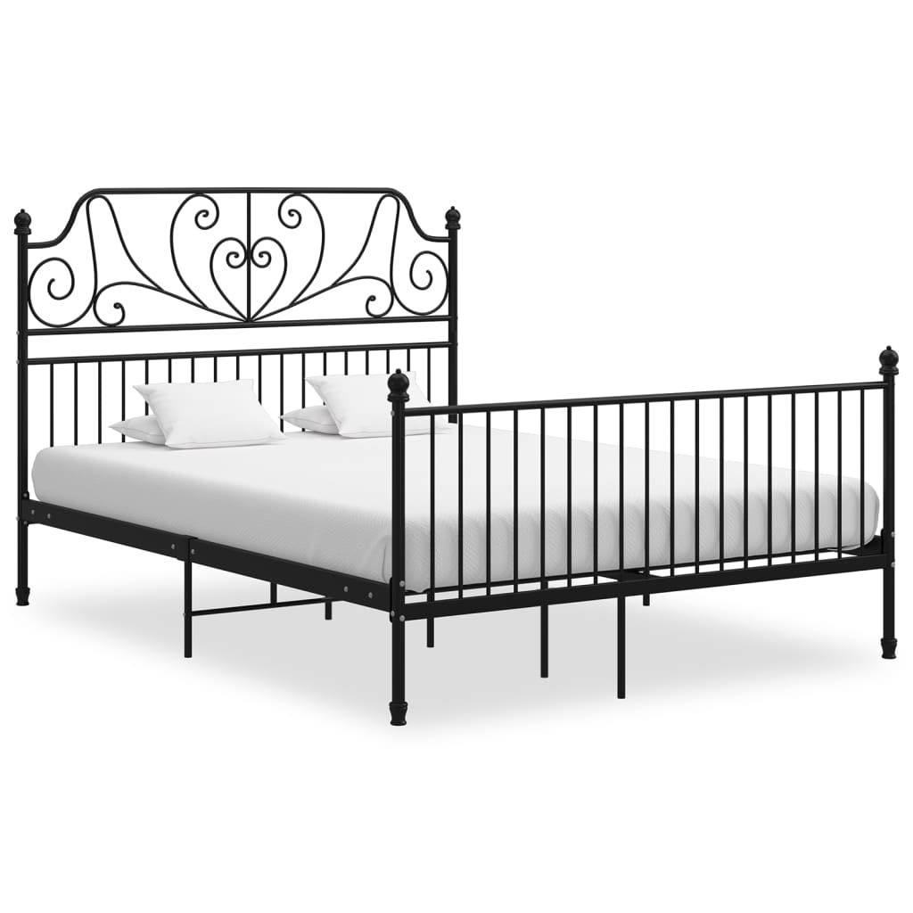 Bed Frame without Mattress Black Metal 160x200 cm