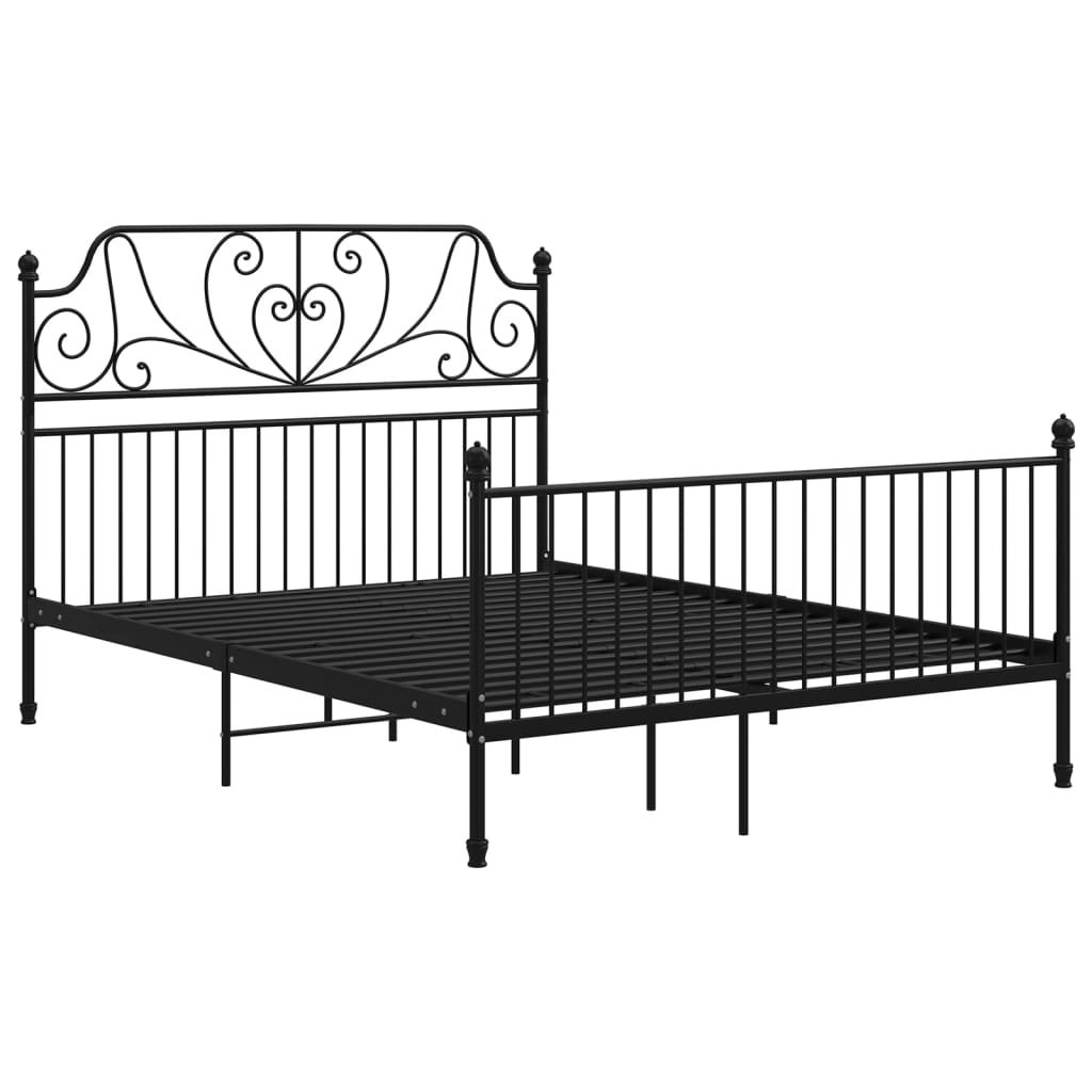 Bed Frame without Mattress Black Metal 160x200 cm