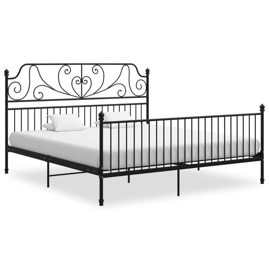 Bed Frame without Mattress Black Metal 180x200 cm Super King