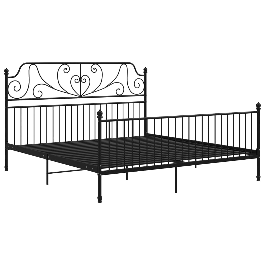 Bed Frame without Mattress Black Metal 180x200 cm Super King