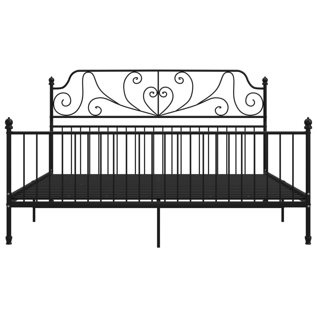 Bed Frame without Mattress Black Metal 180x200 cm Super King