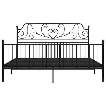 Bed Frame without Mattress Black Metal 180x200 cm Super King