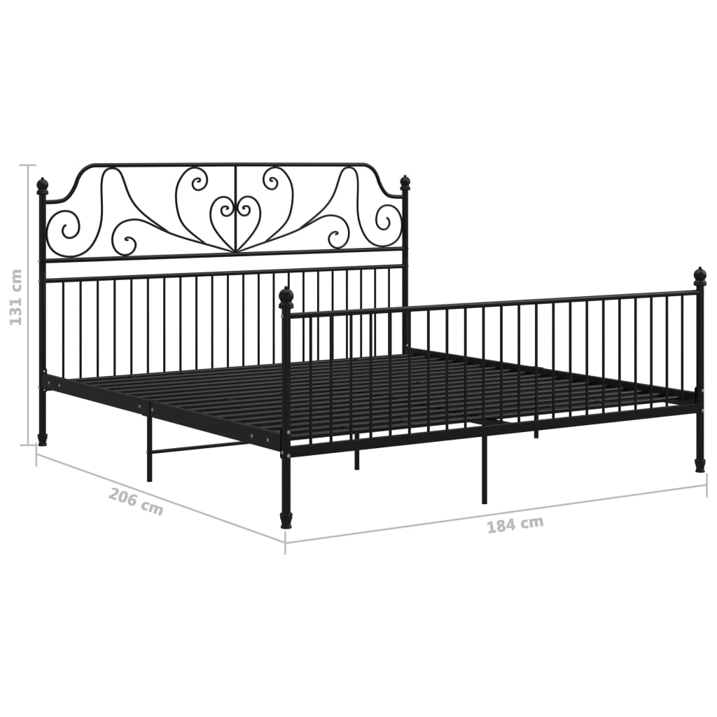 Bed Frame without Mattress Black Metal 180x200 cm Super King