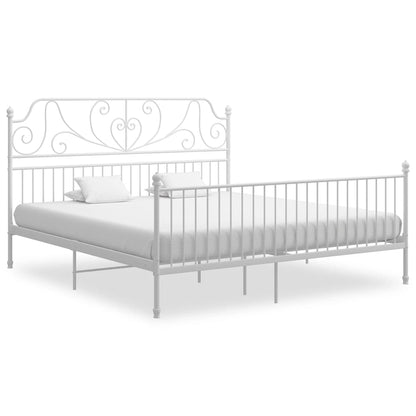 Bed Frame without Mattress White Metal 180x200 cm Super King