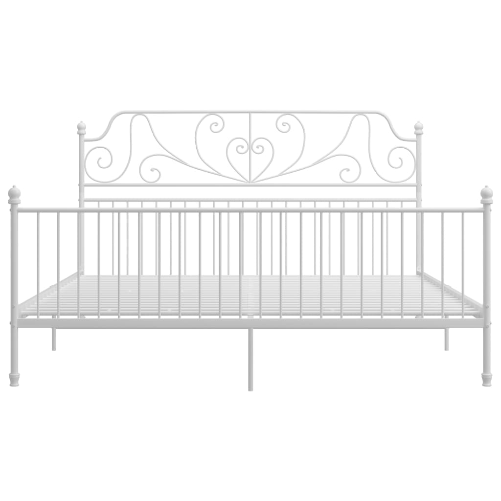 Bed Frame without Mattress White Metal 180x200 cm Super King