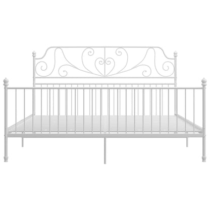 Bed Frame without Mattress White Metal 180x200 cm Super King