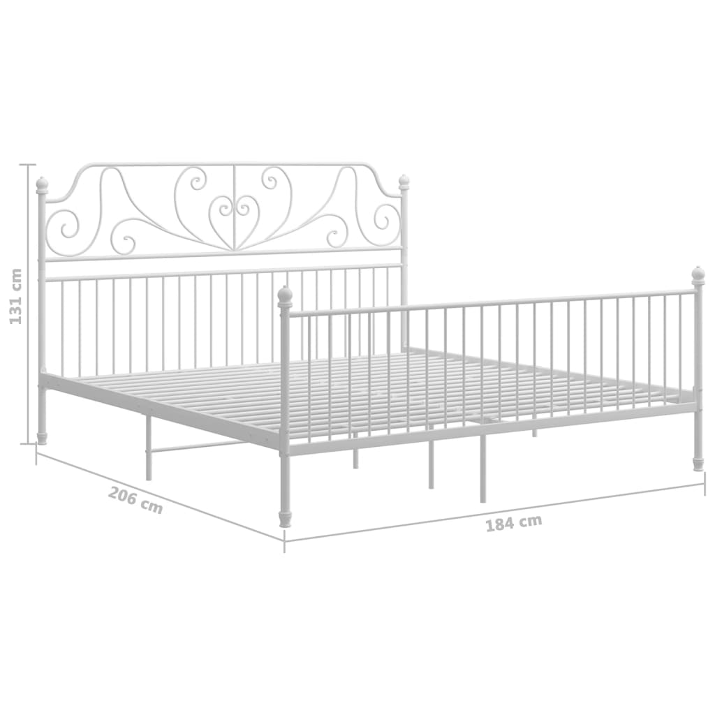 Bed Frame without Mattress White Metal 180x200 cm Super King