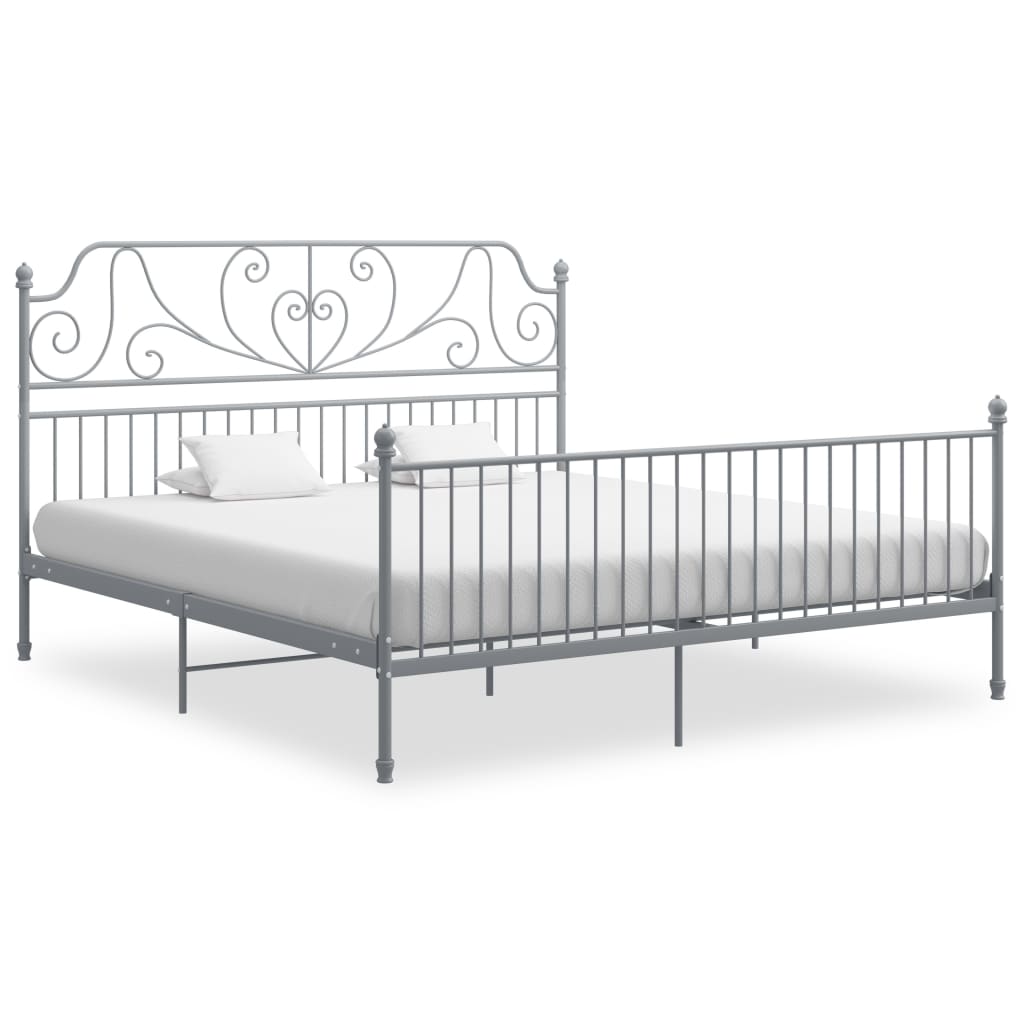 Bed Frame without Mattress Grey Metal 180x200 cm Super King