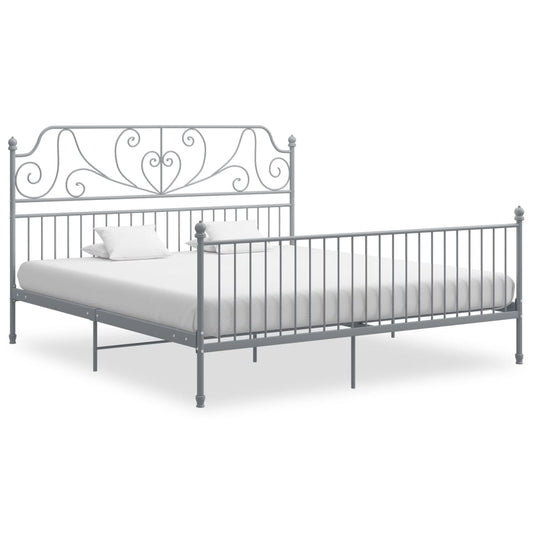 Bed Frame without Mattress Grey Metal 180x200 cm Super King