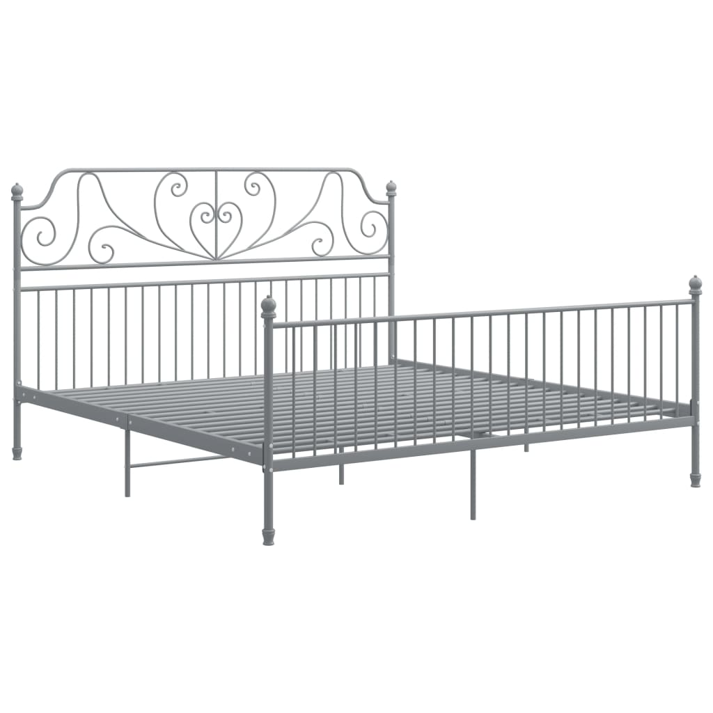 Bed Frame without Mattress Grey Metal 180x200 cm Super King