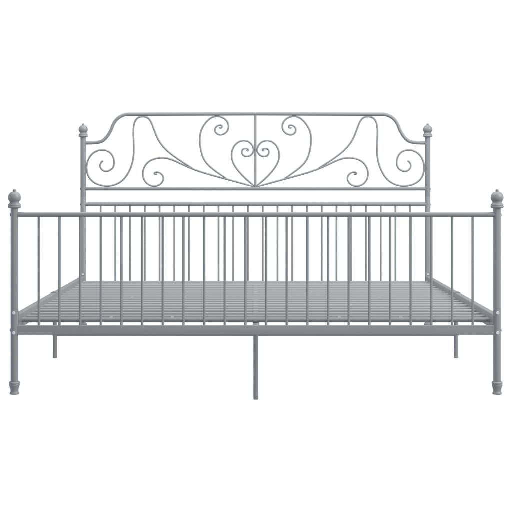 Bed Frame without Mattress Grey Metal 180x200 cm Super King