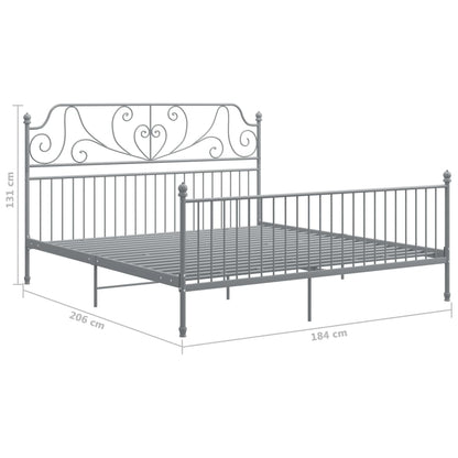 Bed Frame without Mattress Grey Metal 180x200 cm Super King