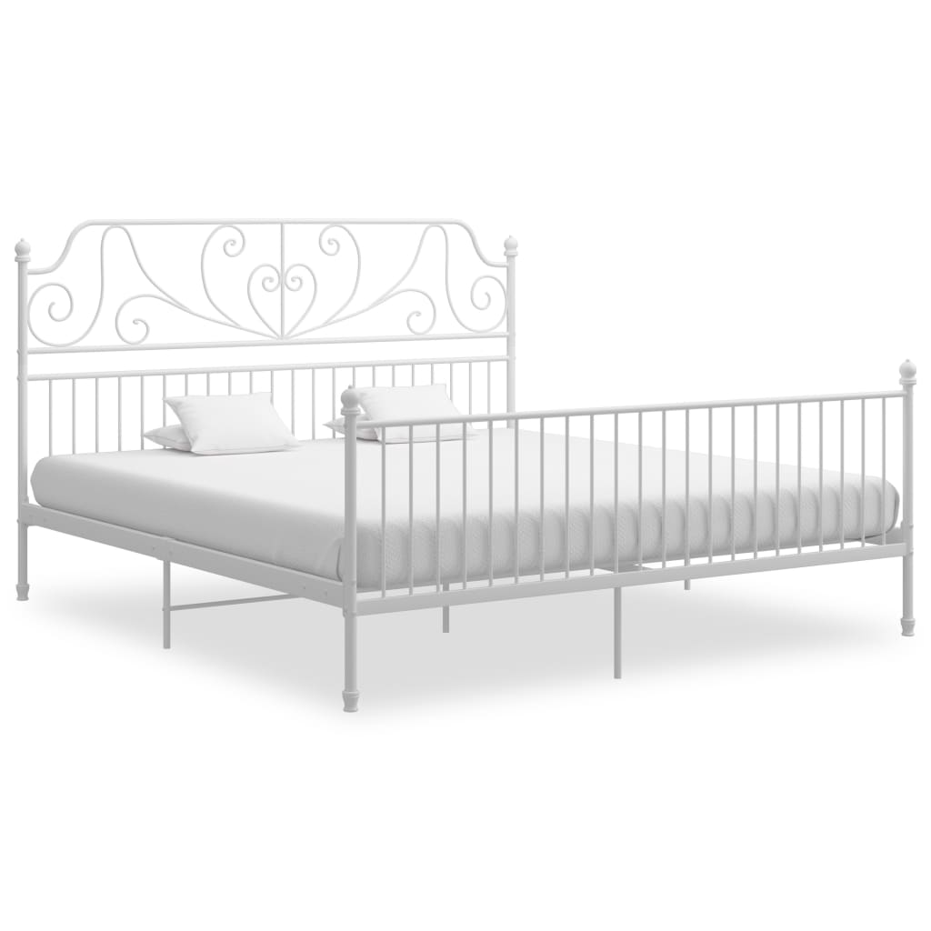 Bed Frame without Mattress White Metal 200x200 cm