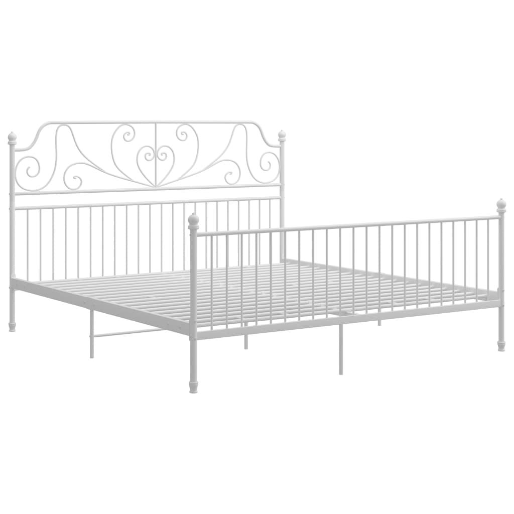 Bed Frame without Mattress White Metal 200x200 cm