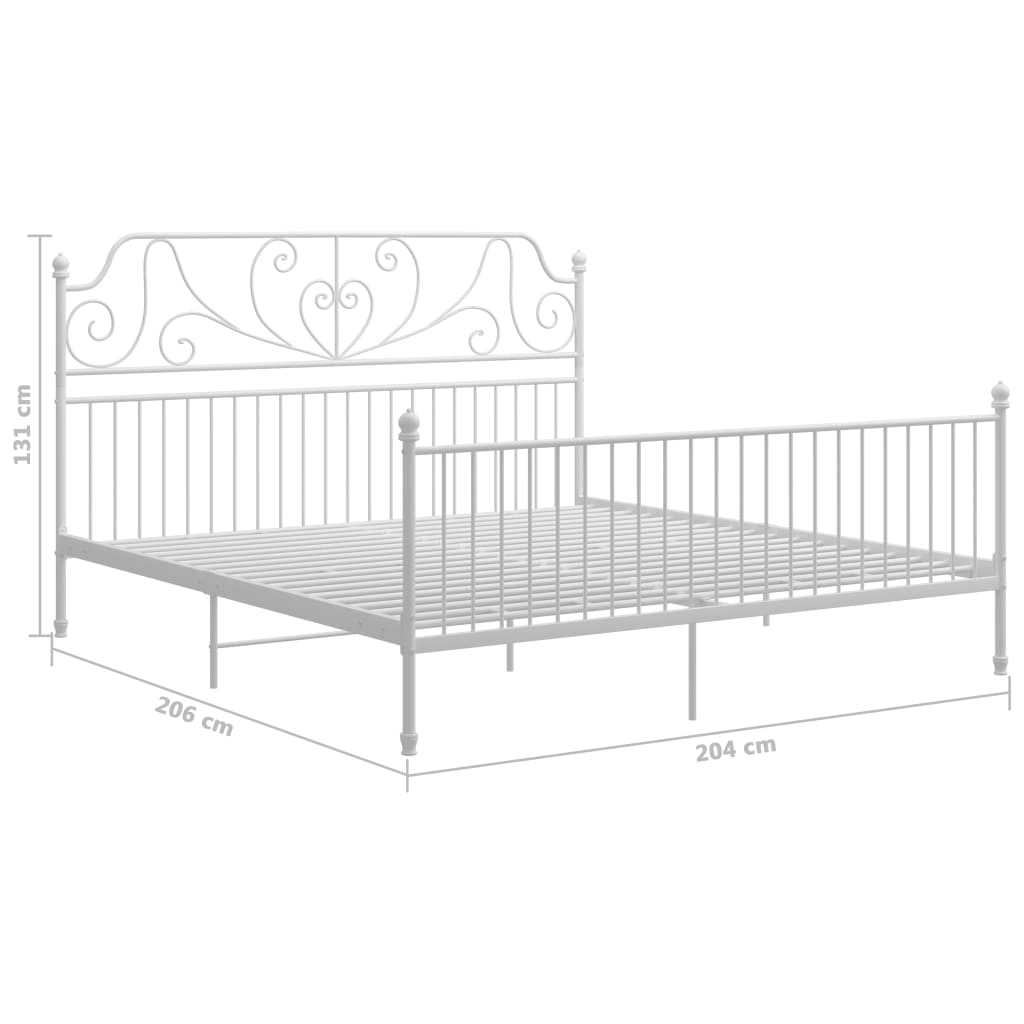 Bed Frame without Mattress White Metal 200x200 cm