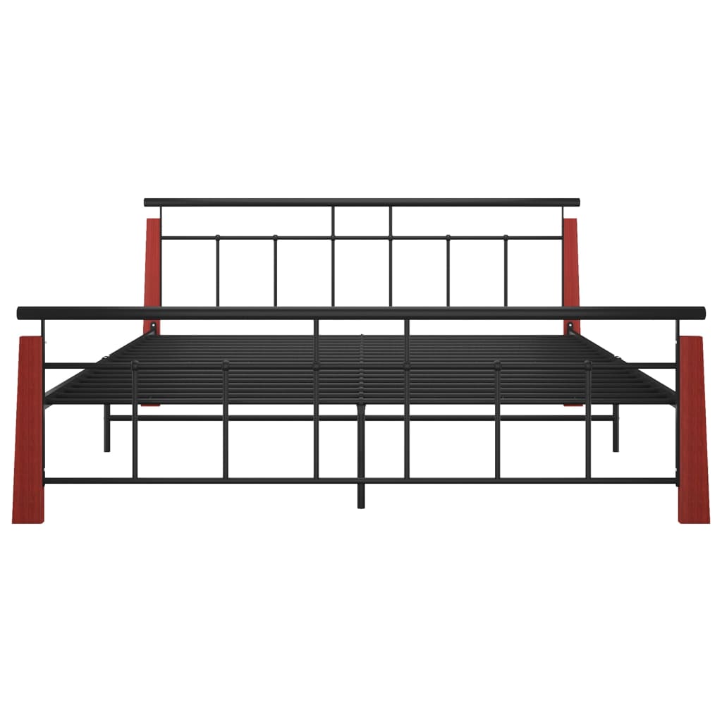 Bed Frame without Mattress Metal and Solid Oak Wood 180x200 cm Super King