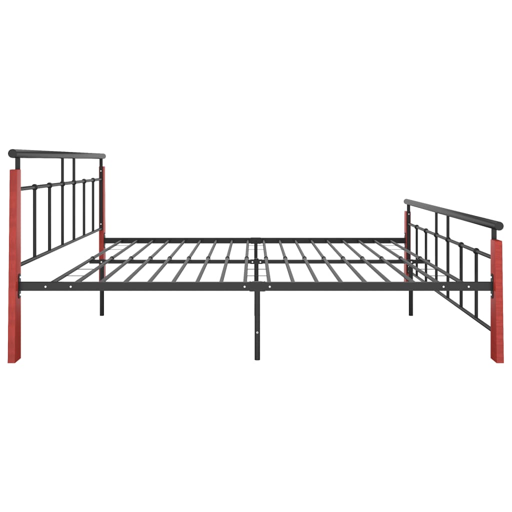 Bed Frame without Mattress Metal and Solid Oak Wood 180x200 cm Super King