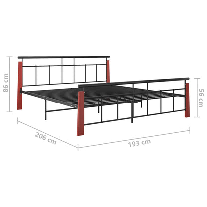 Bed Frame without Mattress Metal and Solid Oak Wood 180x200 cm Super King