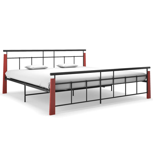 Bed Frame without Mattress Metal and Solid Oak Wood 200x200 cm