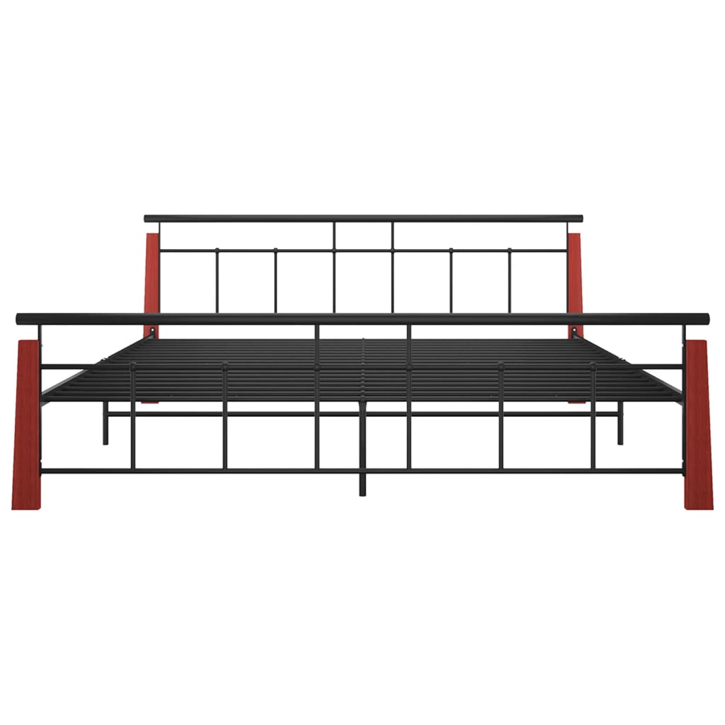 Bed Frame without Mattress Metal and Solid Oak Wood 200x200 cm