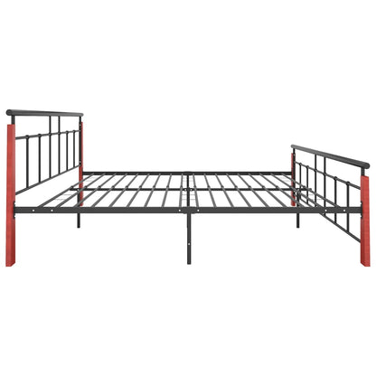 Bed Frame without Mattress Metal and Solid Oak Wood 200x200 cm