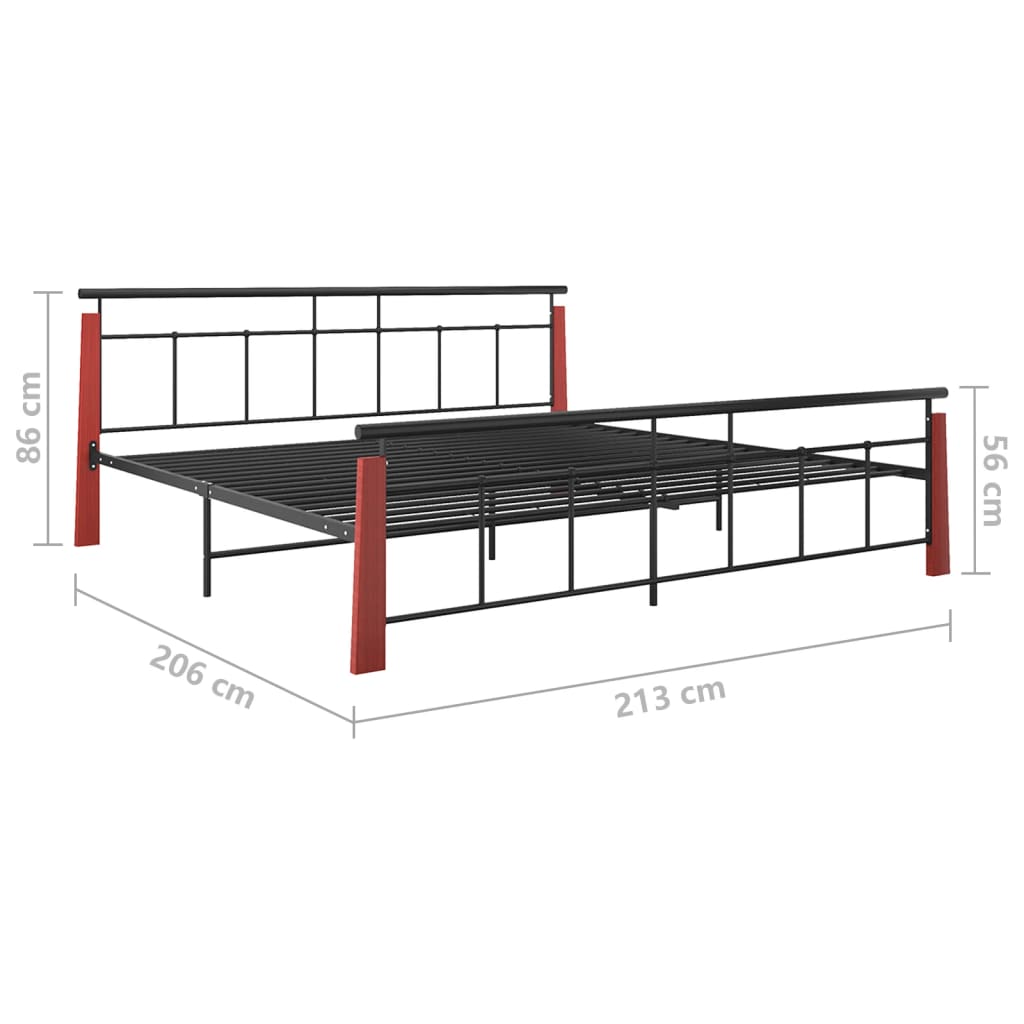 Bed Frame without Mattress Metal and Solid Oak Wood 200x200 cm