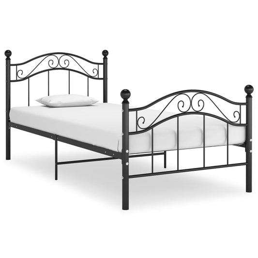 Bed Frame without Mattress Black Metal 90x200 cm