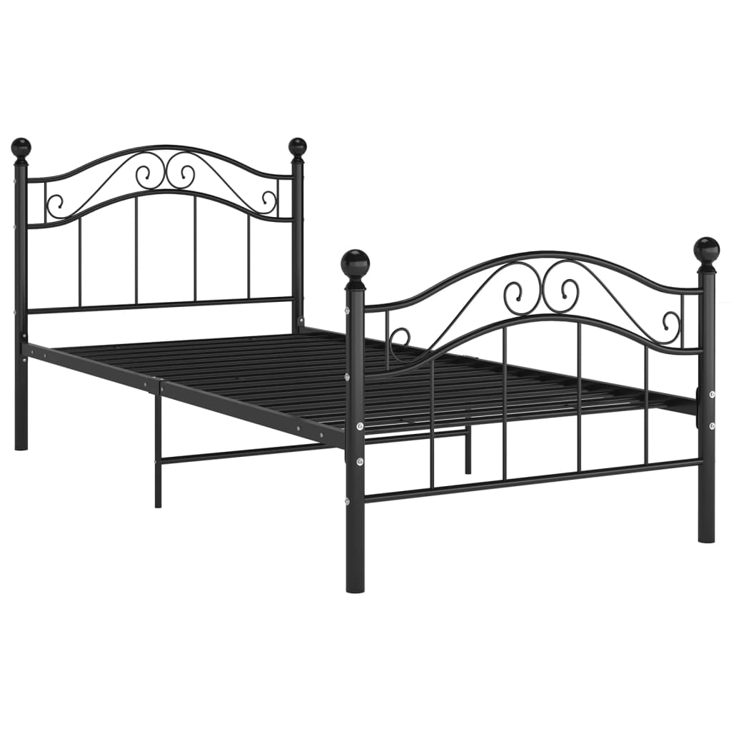 Bed Frame without Mattress Black Metal 90x200 cm