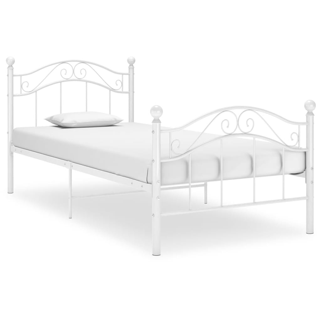 Bed Frame without Mattress White Metal 100x200 cm