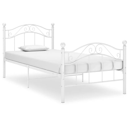 Bed Frame without Mattress White Metal 100x200 cm