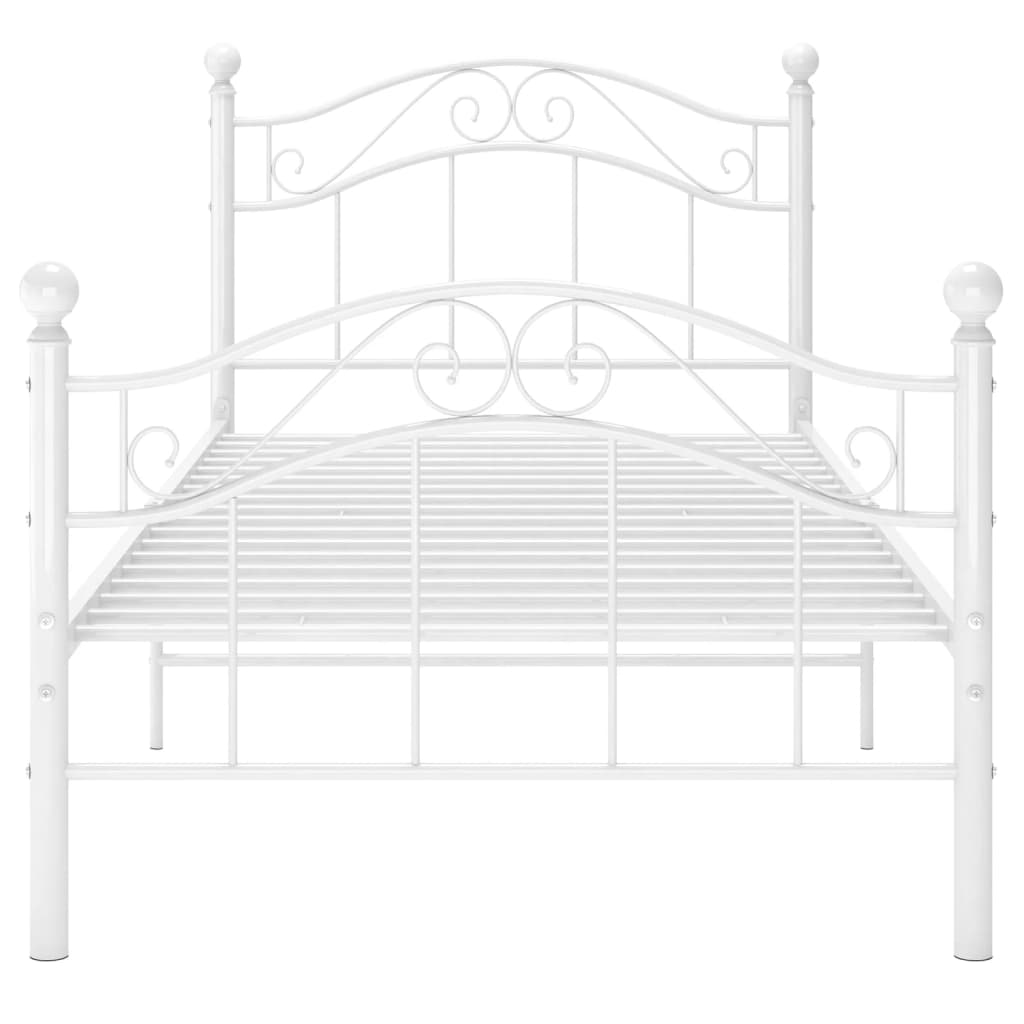 Bed Frame without Mattress White Metal 100x200 cm