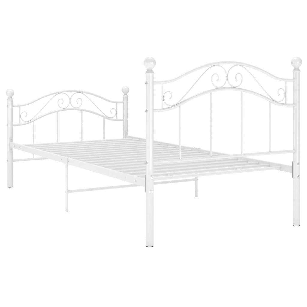 Bed Frame without Mattress White Metal 100x200 cm