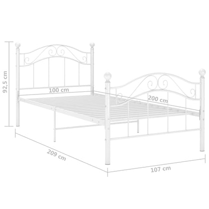 Bed Frame without Mattress White Metal 100x200 cm