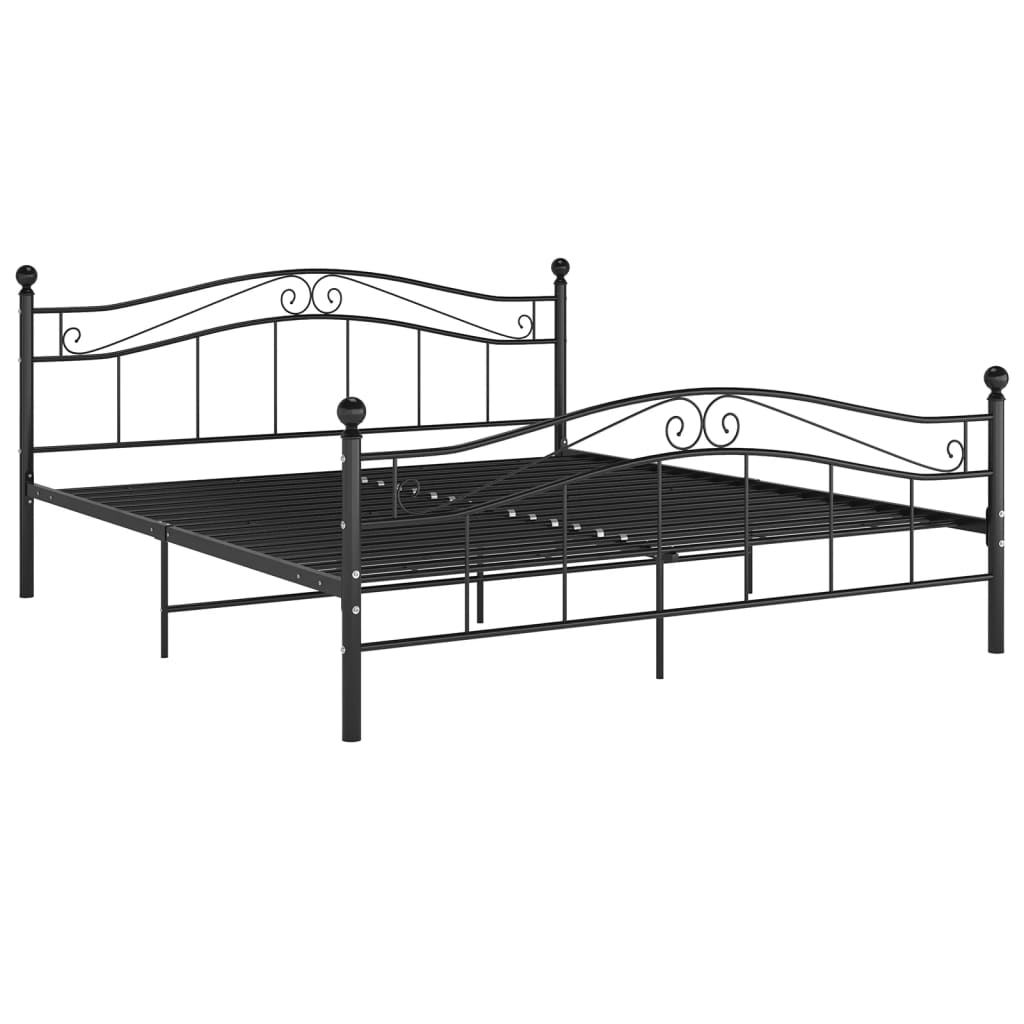 Bed Frame without Mattress Black Metal 160x200 cm