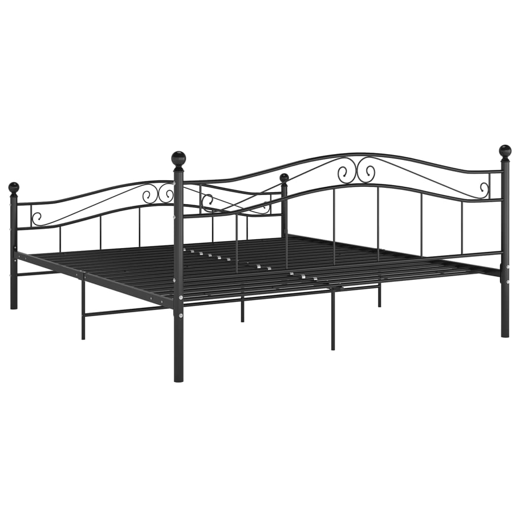 Bed Frame without Mattress Black Metal 160x200 cm